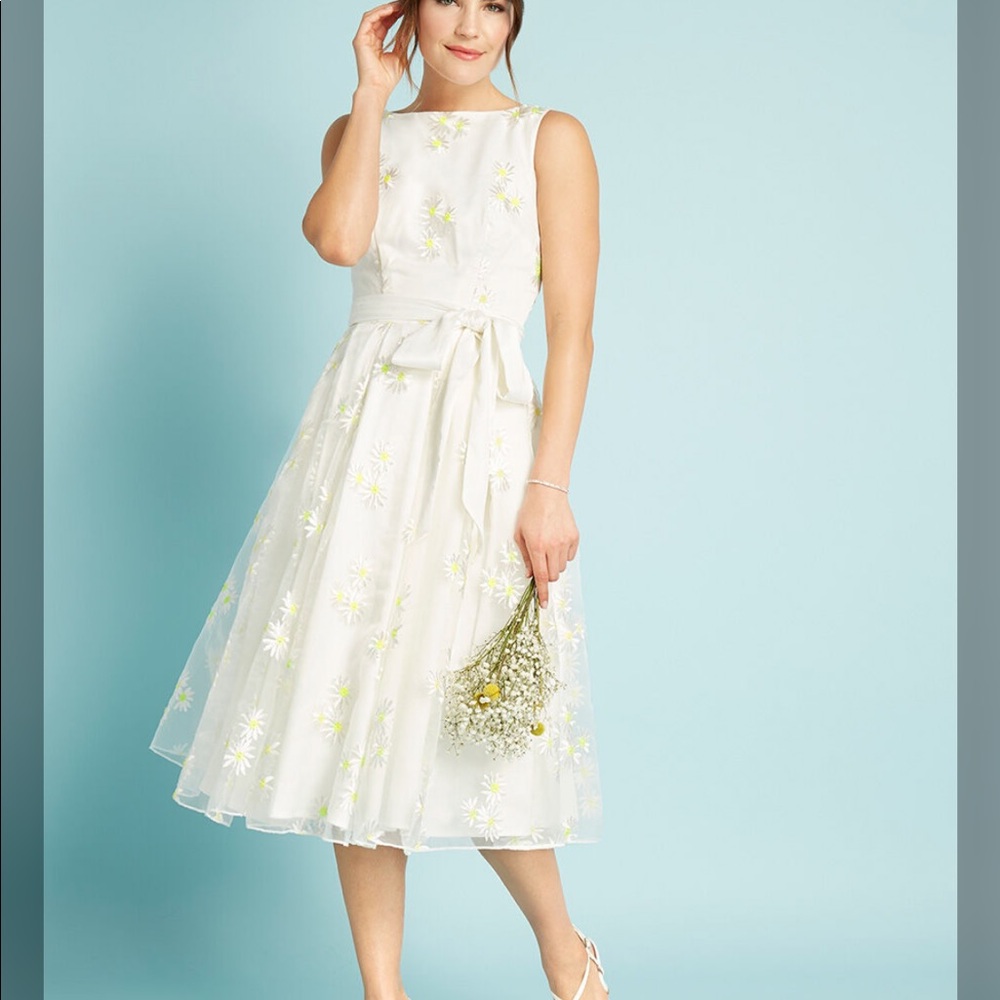 Embroidered Daisy Tulle Dress